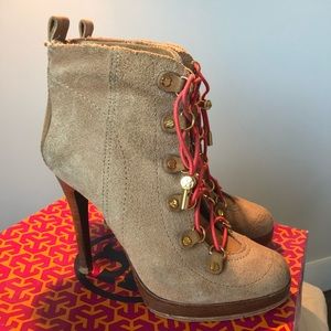 Tory Burch tan heeled booties